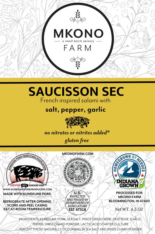 Saucisson Sec Salami — Dry-Cured Kunekune Pork Saucisson Sec salami, dry-cured Kunekune pork - Mkono Farm