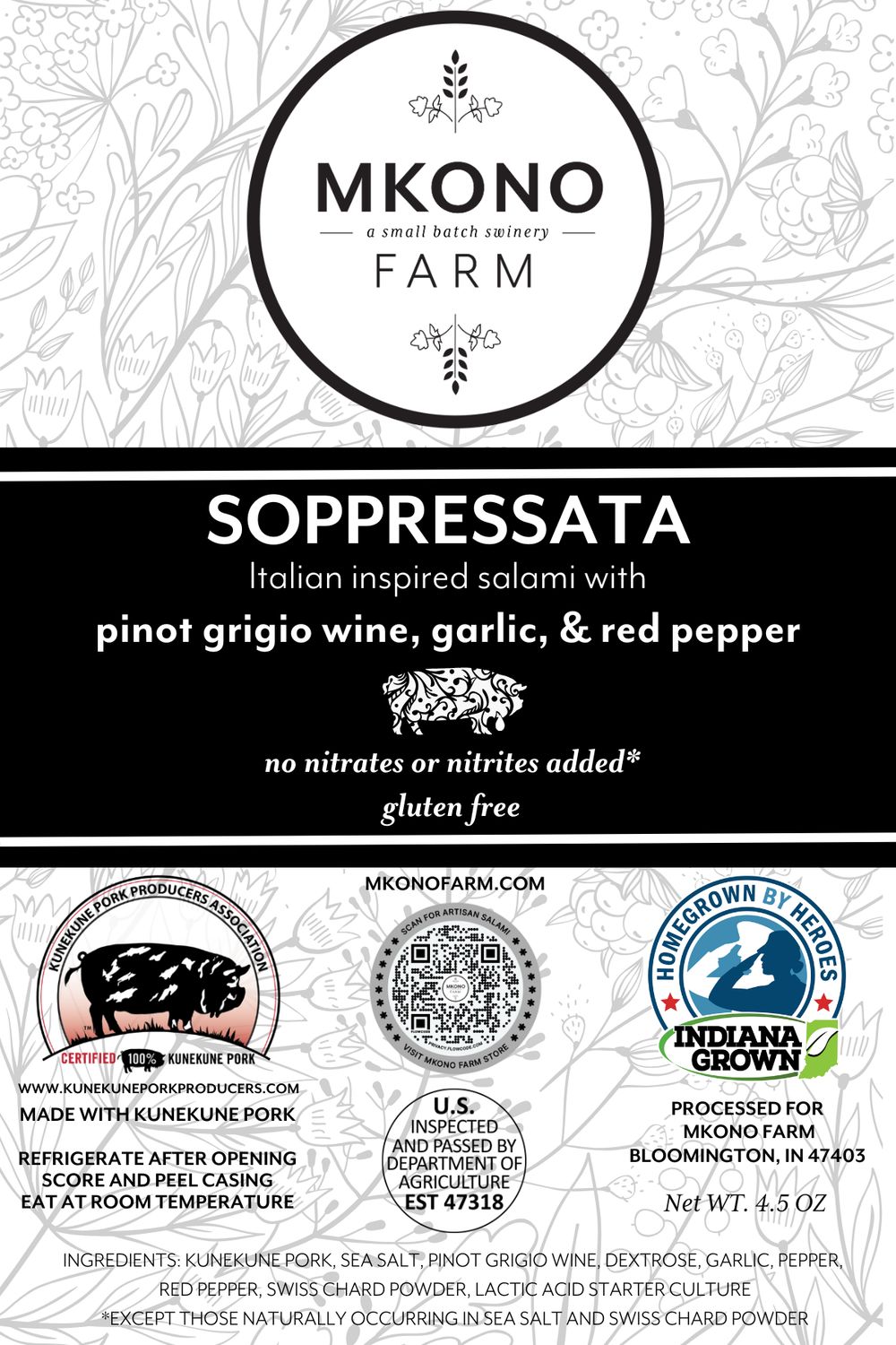 Soppressata Salami — Kunekune Pork with Wine, Garlic & Red Pepper Soppressata salami, Kunekune pork with wine and red pepper - Mkono Farm