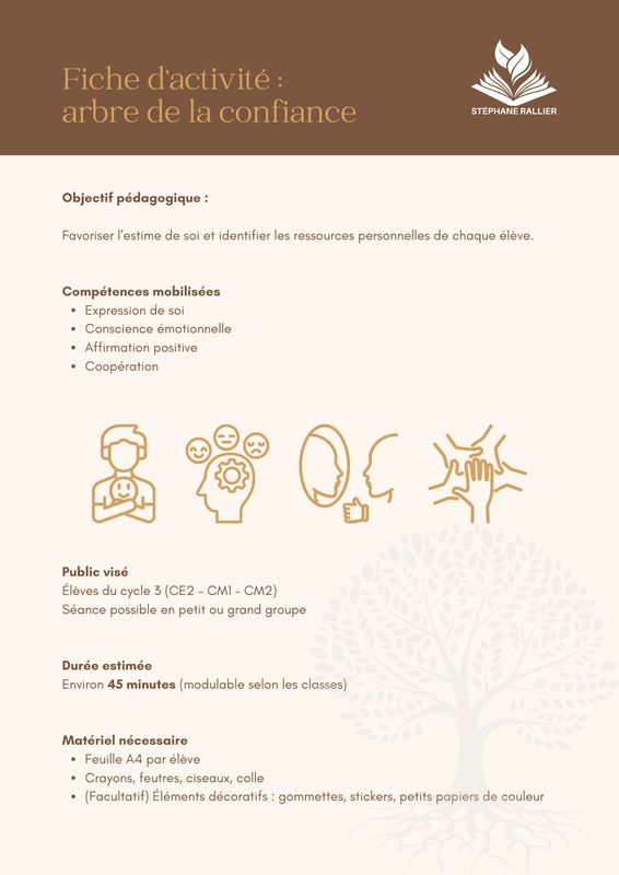 Fiche d'activité : arbre de la confiance (recto)