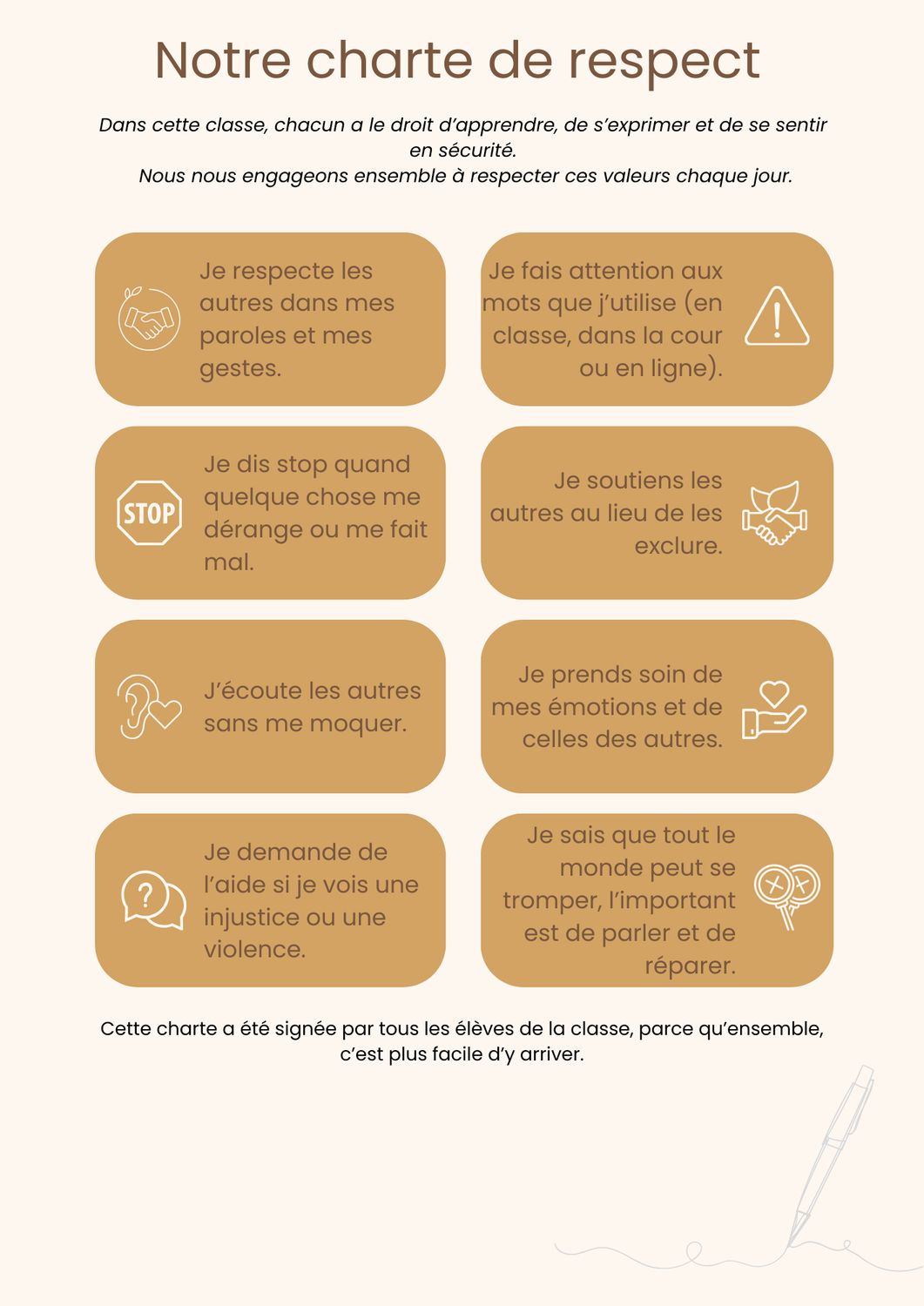 Affiche à imprimer – Charte de respect