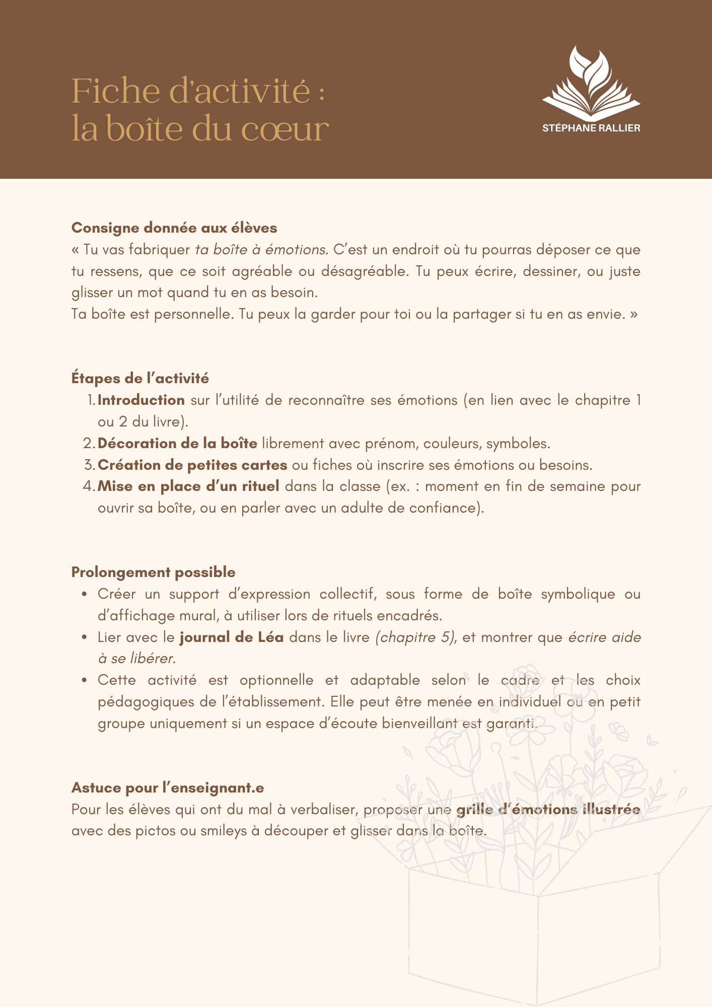 Fiche d'activité : la boite du cœur