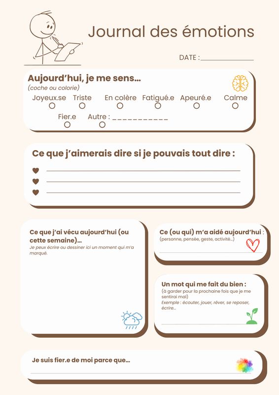 Journal des émotions – À imprimer Journal des émotions – À imprimer