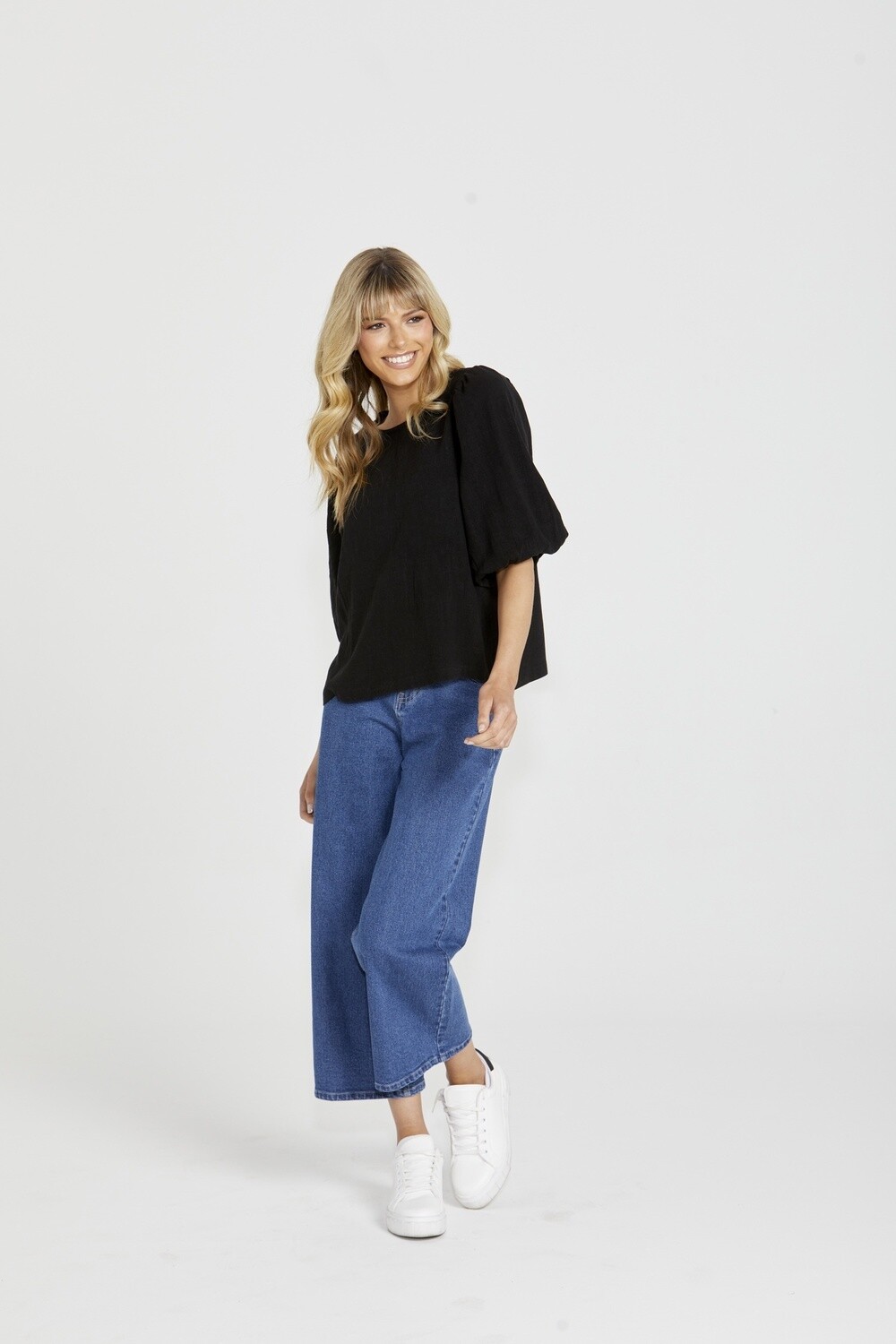 Roxanne Balloon Sleeve top, Size: 8, Colour: Black