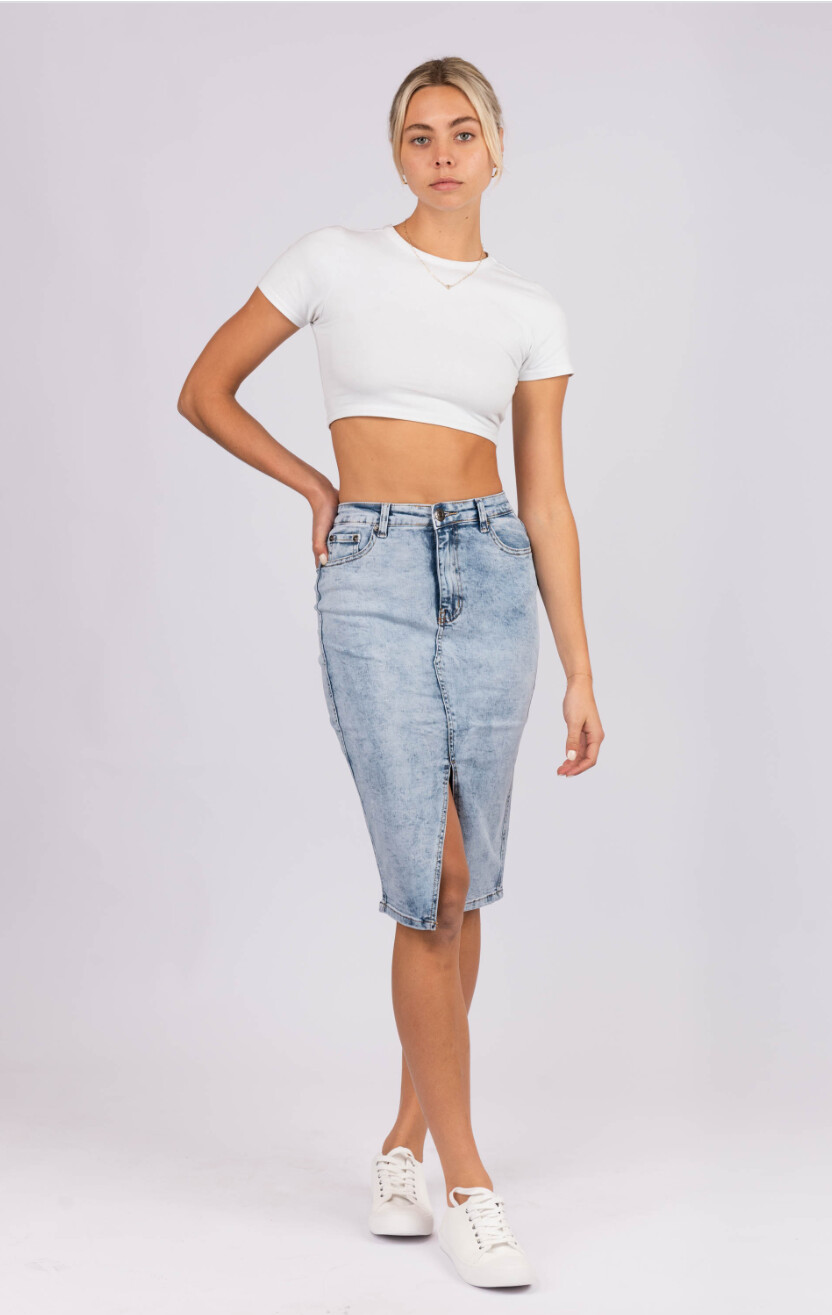 Acid Wash Long Skirt