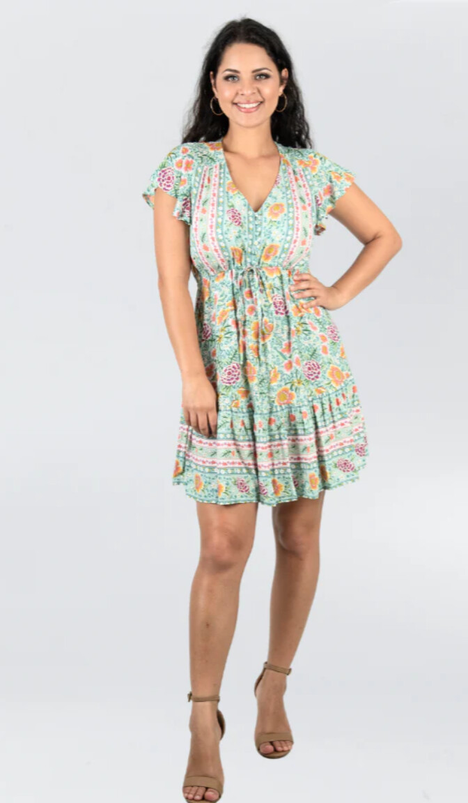 Twiggy Dress - Tropical punch green