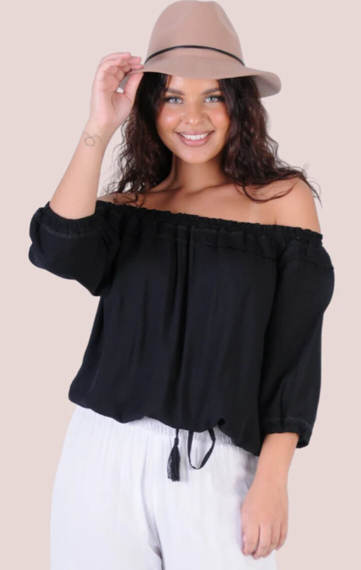 VBLT073 Peasant Top Black