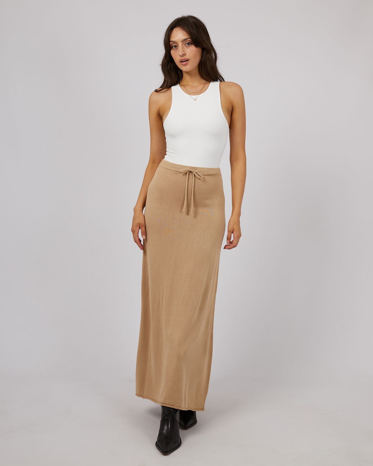 Eve Knit Skirt, Size: 8, Colour: Beige