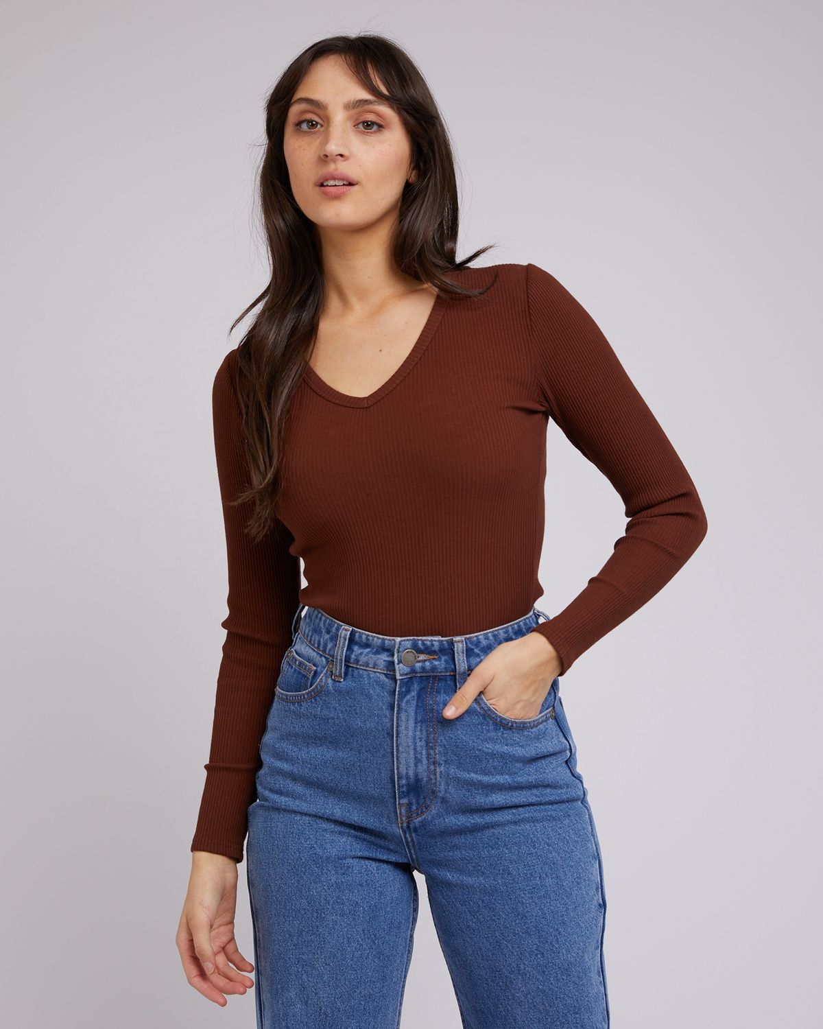 Eve Rib V neck L/Sleeve