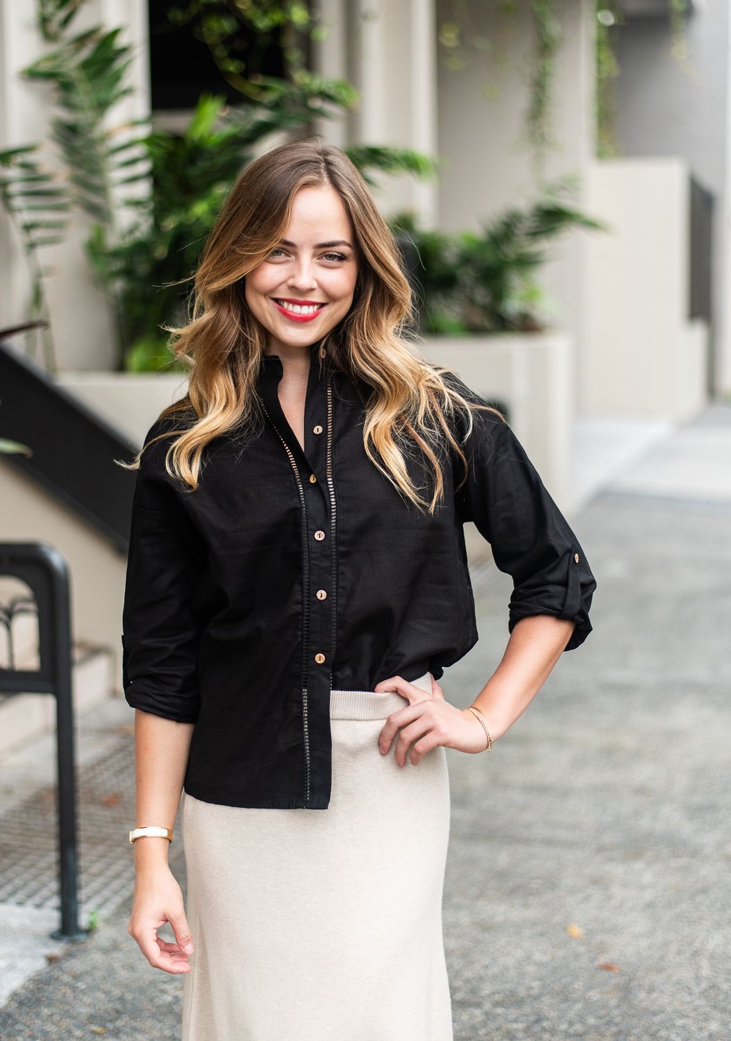 T1582BA Ladder Trim blouse