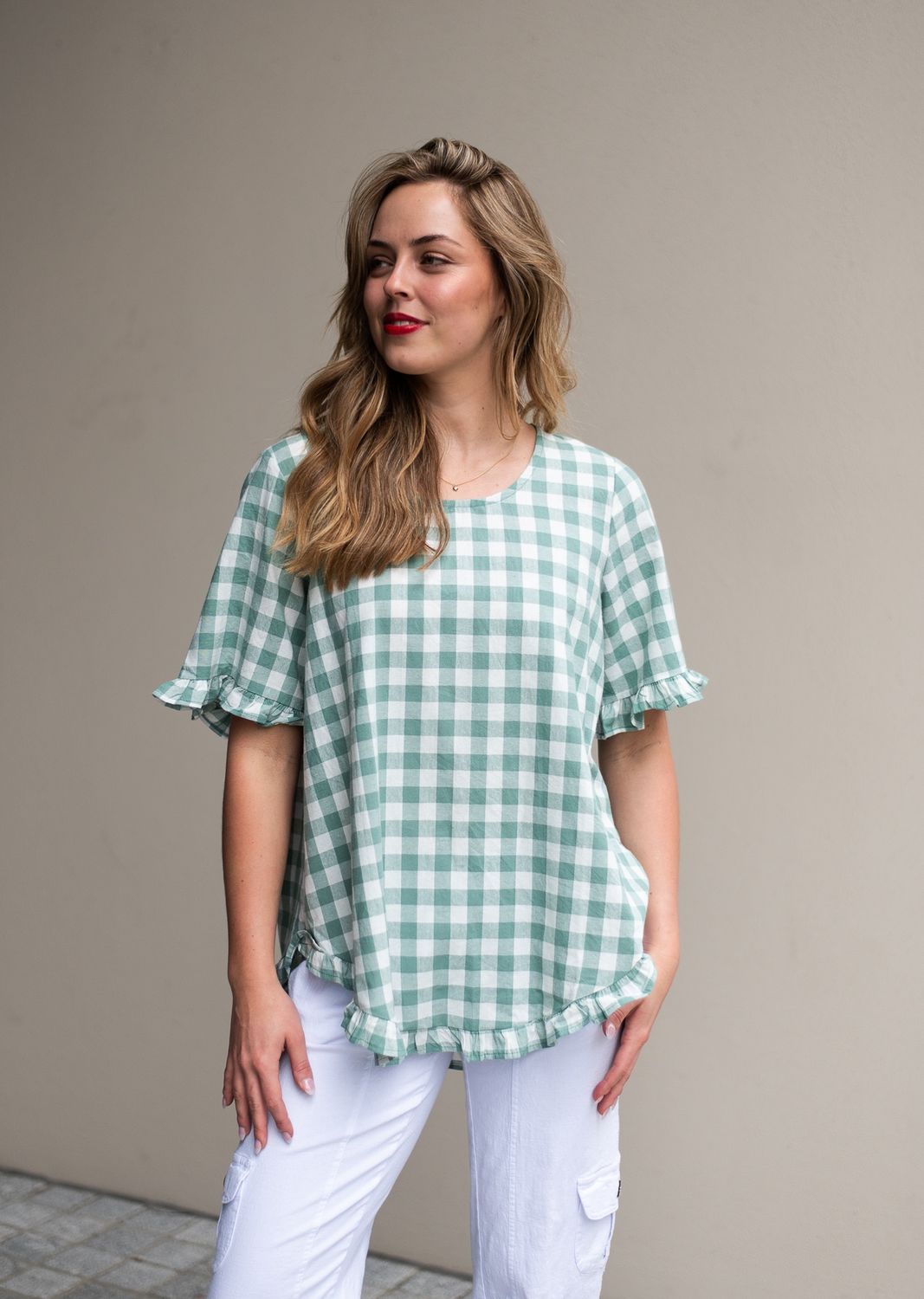 32851 Cotton Gingham Top