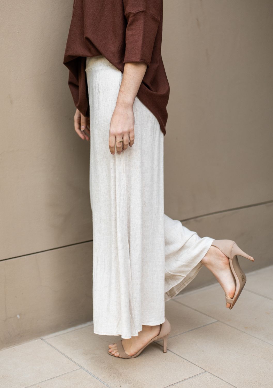 P6141B Linen Wide leg pants