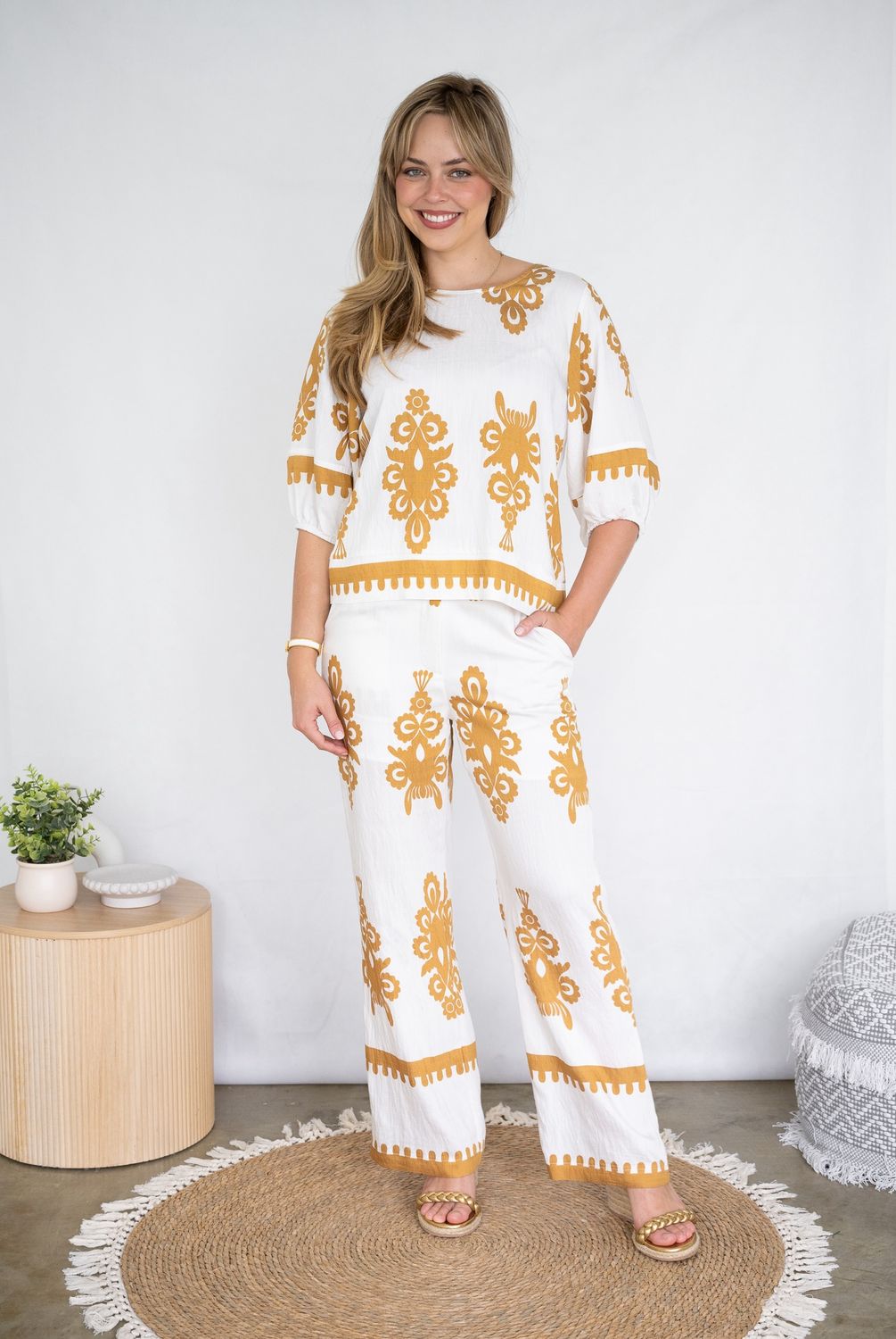 P6245J  Filigree Border Pants