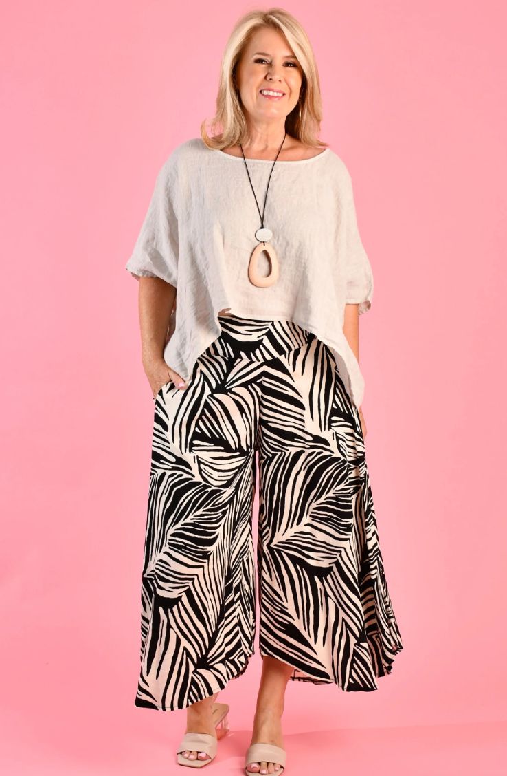 VBLP106 Sydney wide Leg pants, Size: S, Colour: Fern Black