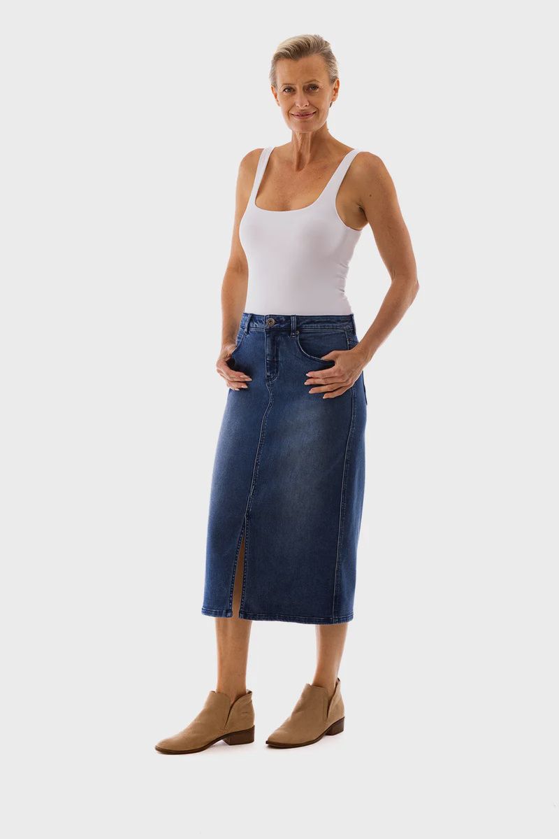 CLM 321 Denim Midi Jean Skirt