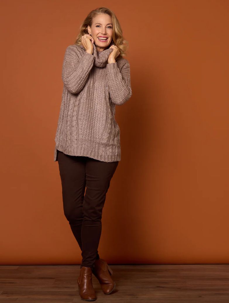 CLK110 Roll Neck Cable Knit Jumper