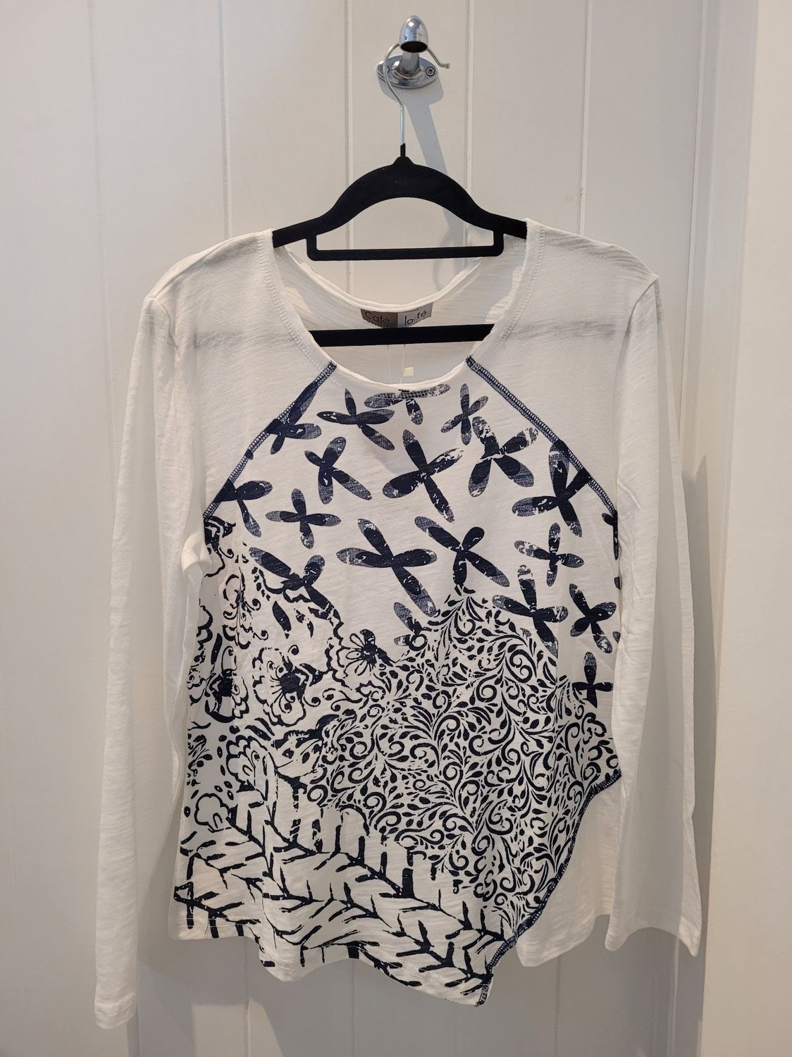 CLM461 Denim Print top