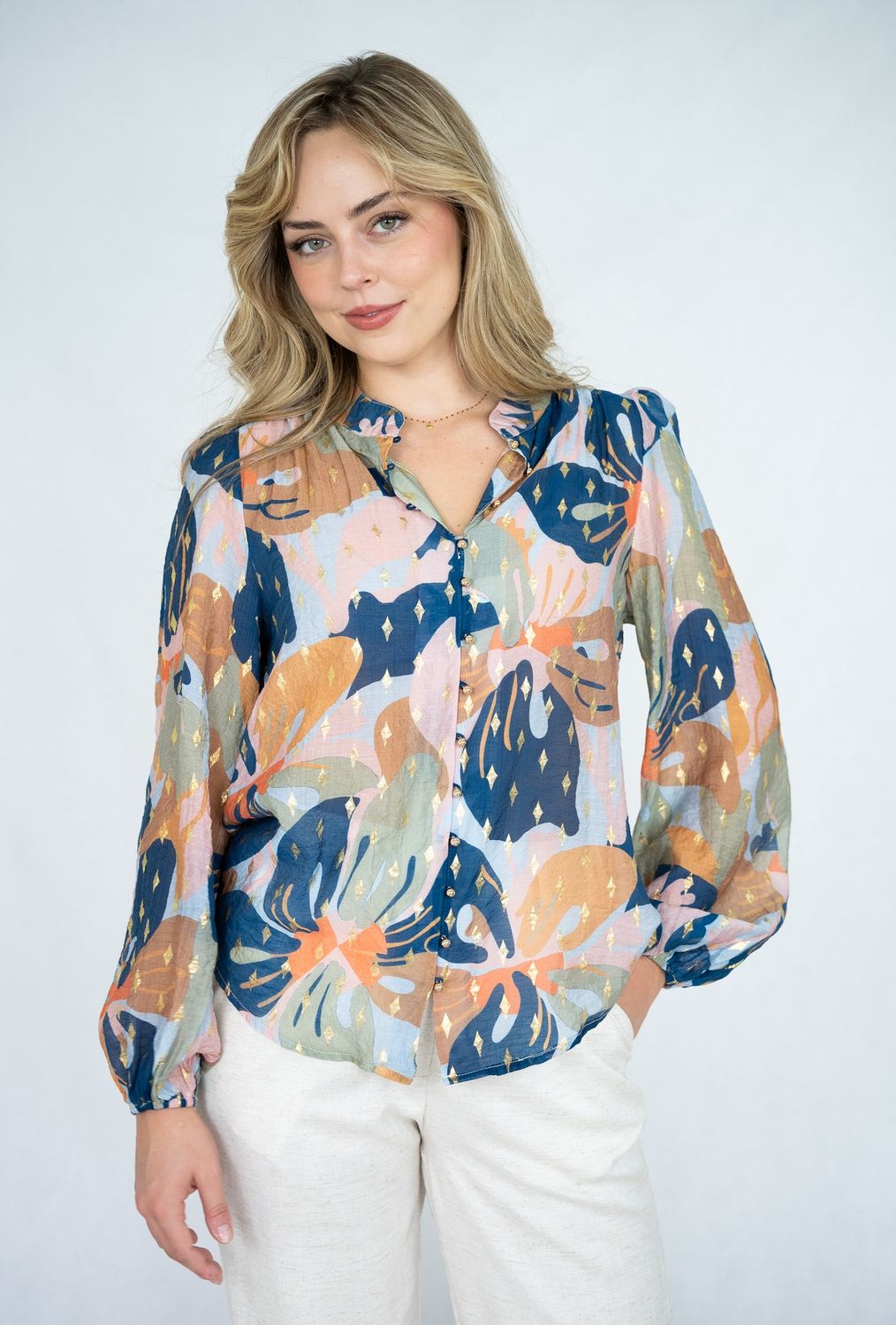 T1839 Petal Print Blouse