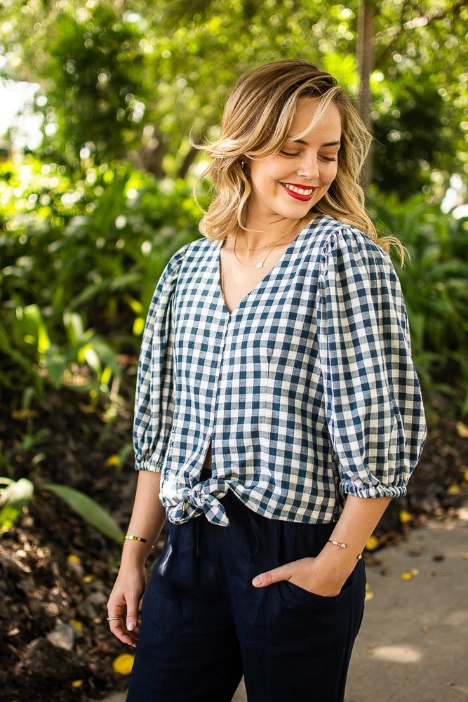 T1702 Gingham Top