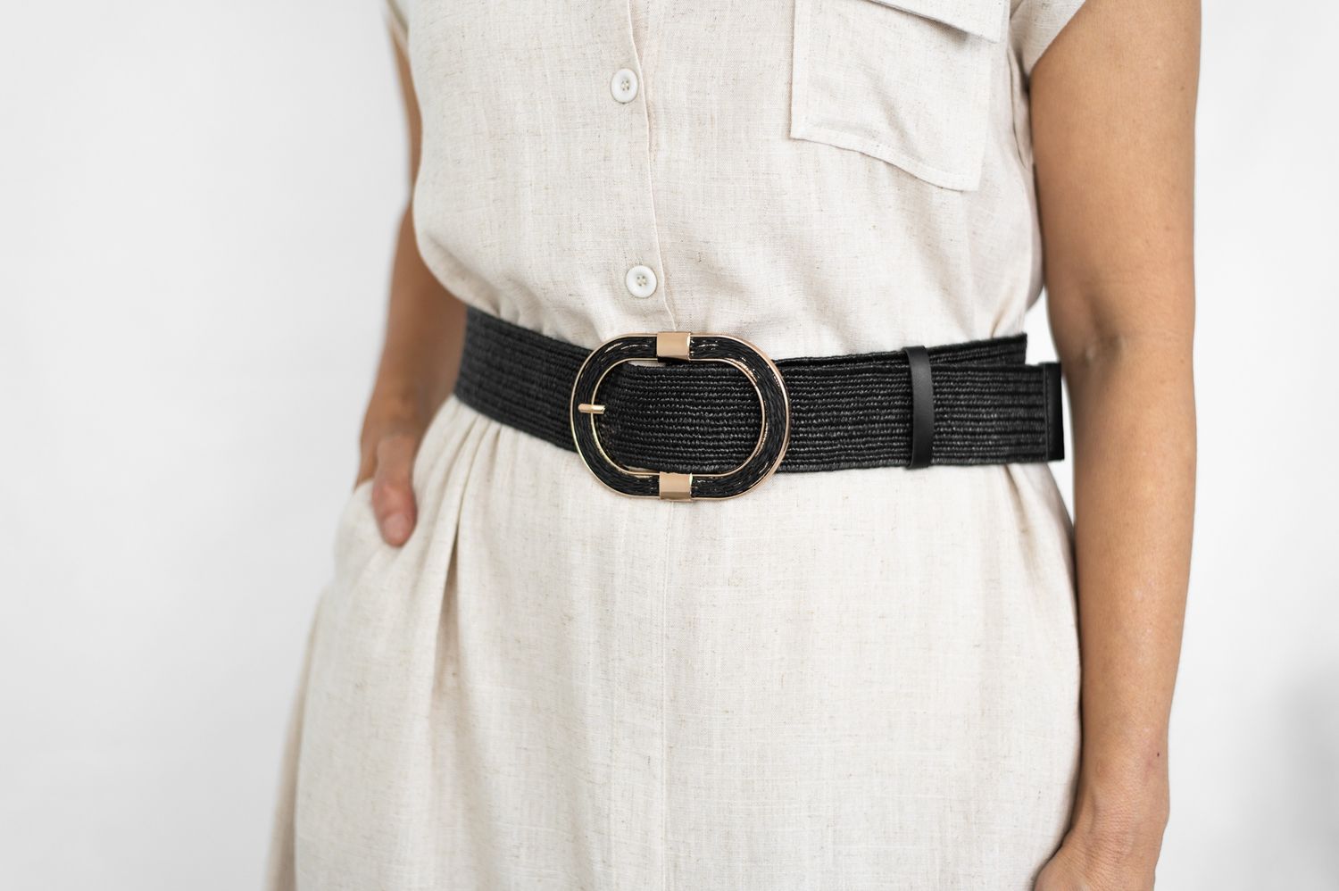 Dacron Metal Buckle Belt, Colour: Black