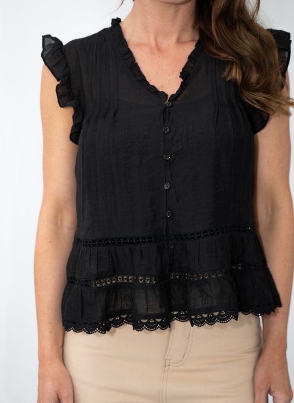 T2007 Lace hem Top