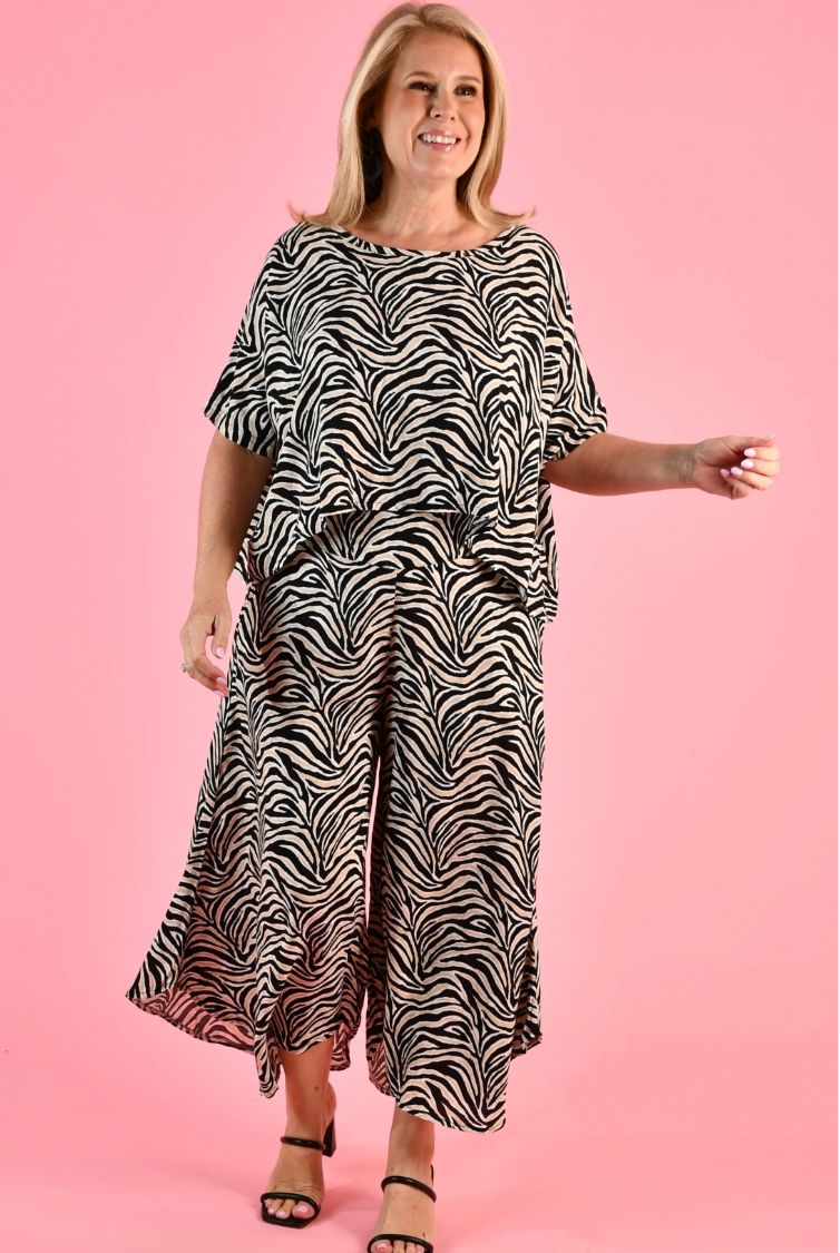 VBLP106 Sydney Wide leg pant, Color: Midnight Safari, Size: Small