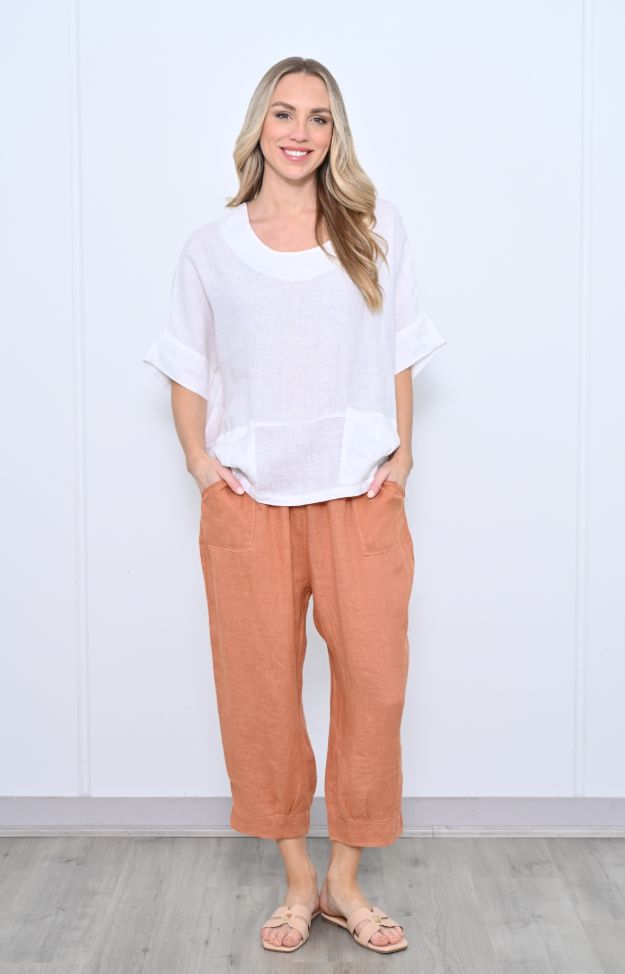 Wide Band Cuff 7/8 Linen pant