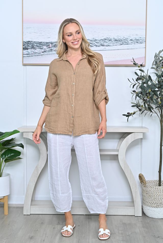 Crochet Back Linen Shirt