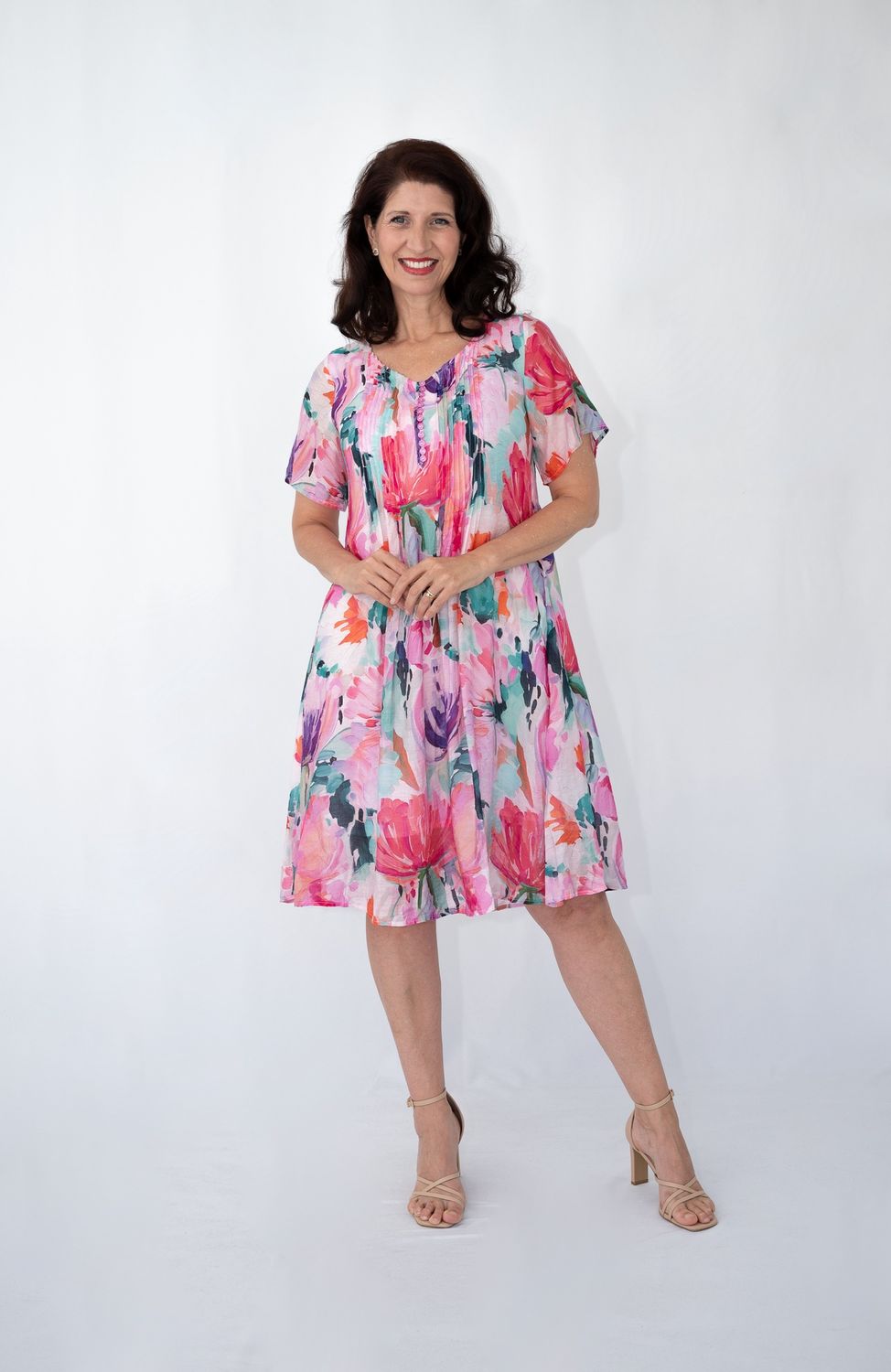 38739-2D Pleated front dress