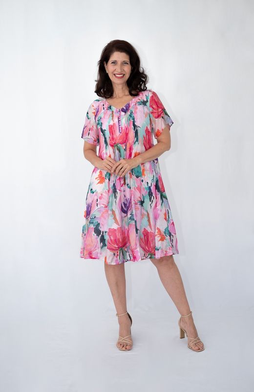 38739-2D Pleated front dress