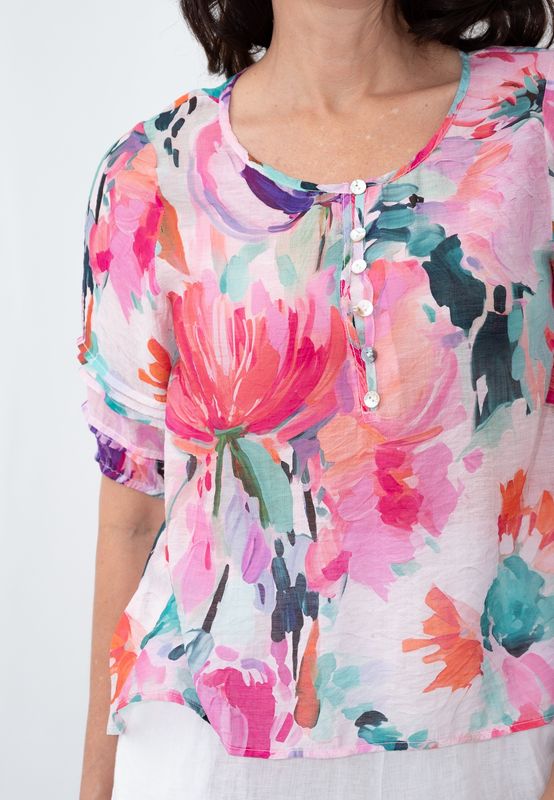 32958-IB pleated front Top