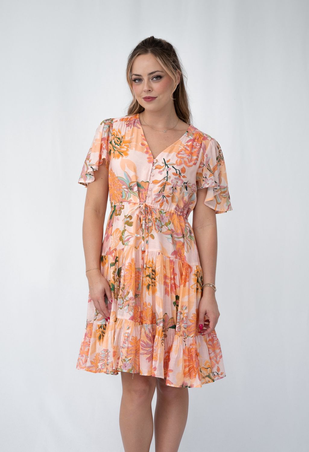 D8634-19W Selma dress Flower Garden