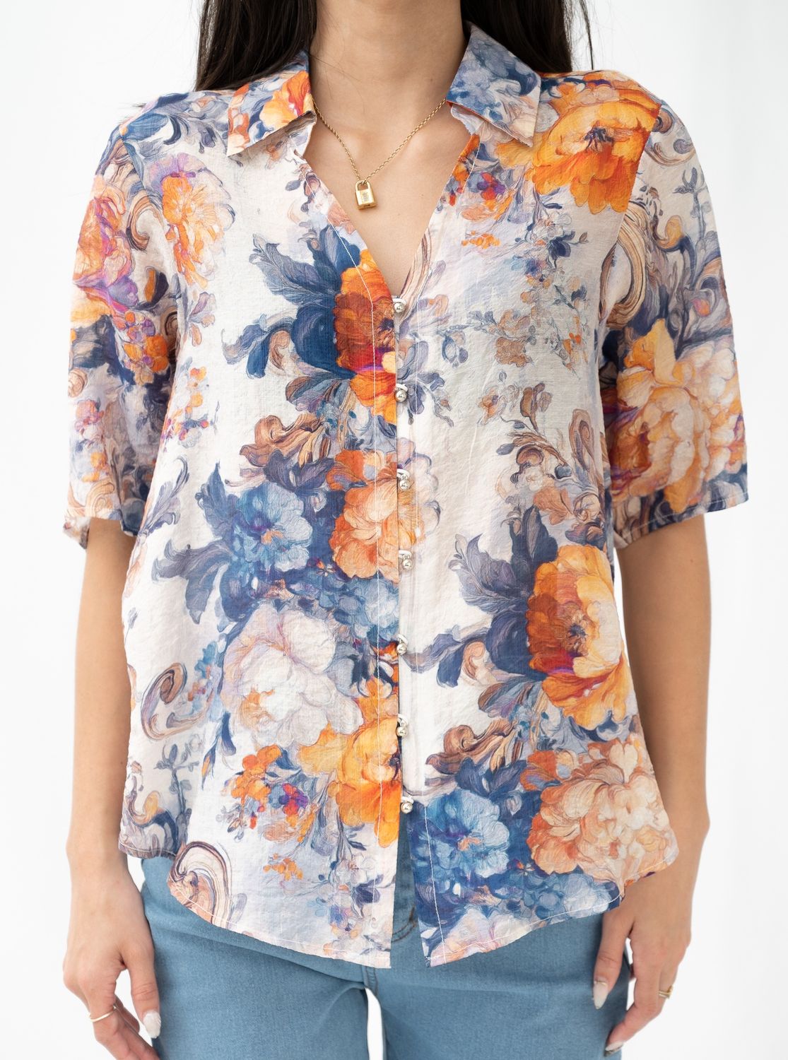 T1903-4 Floral print blouse
