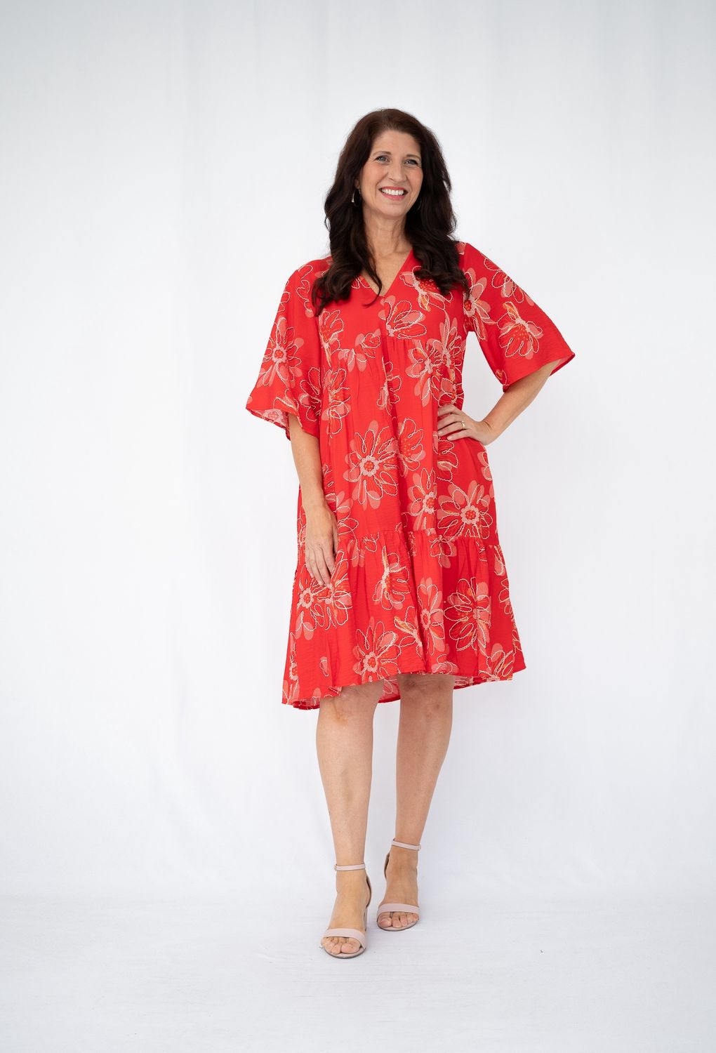 38929 Floral embroidered dress