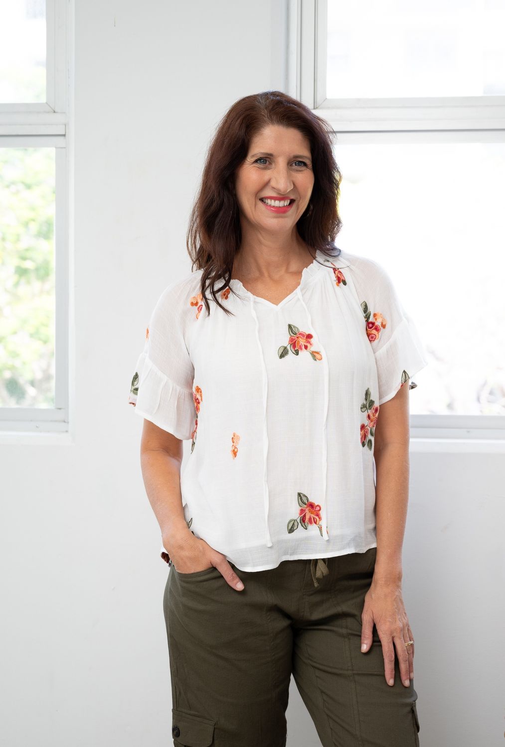 52071  Floral peasant top