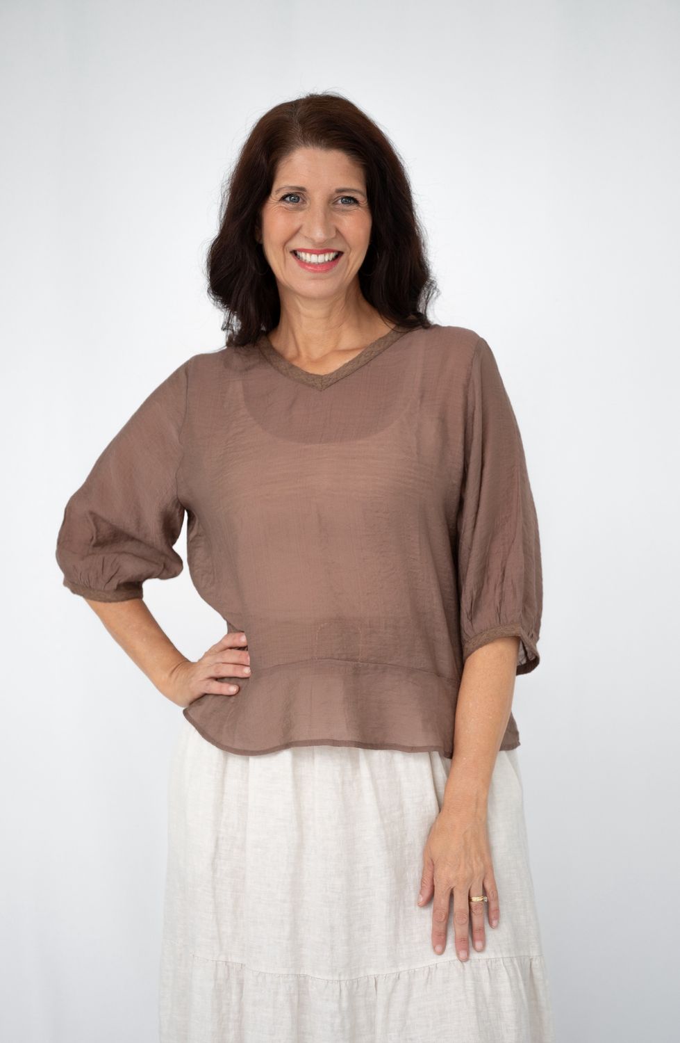 52069 Viscose lace trim top
