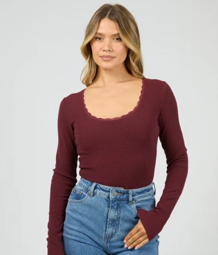 Washed rib scoop long sleeve