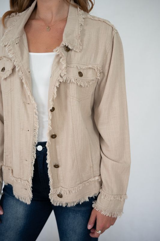 33709 Linen fringed Jacket