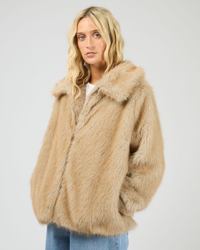 SABLE FAUX FUR ZIP COAT