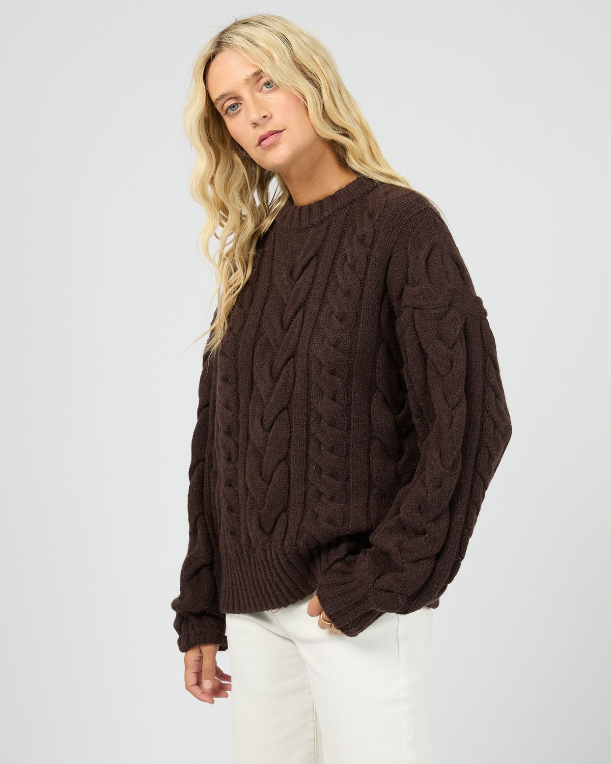 HIGGINS CABLE KNIT, Colour: BROWN, Size: 8