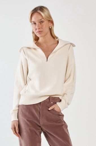 ESTI POINTELLE ZIP UP KNIT