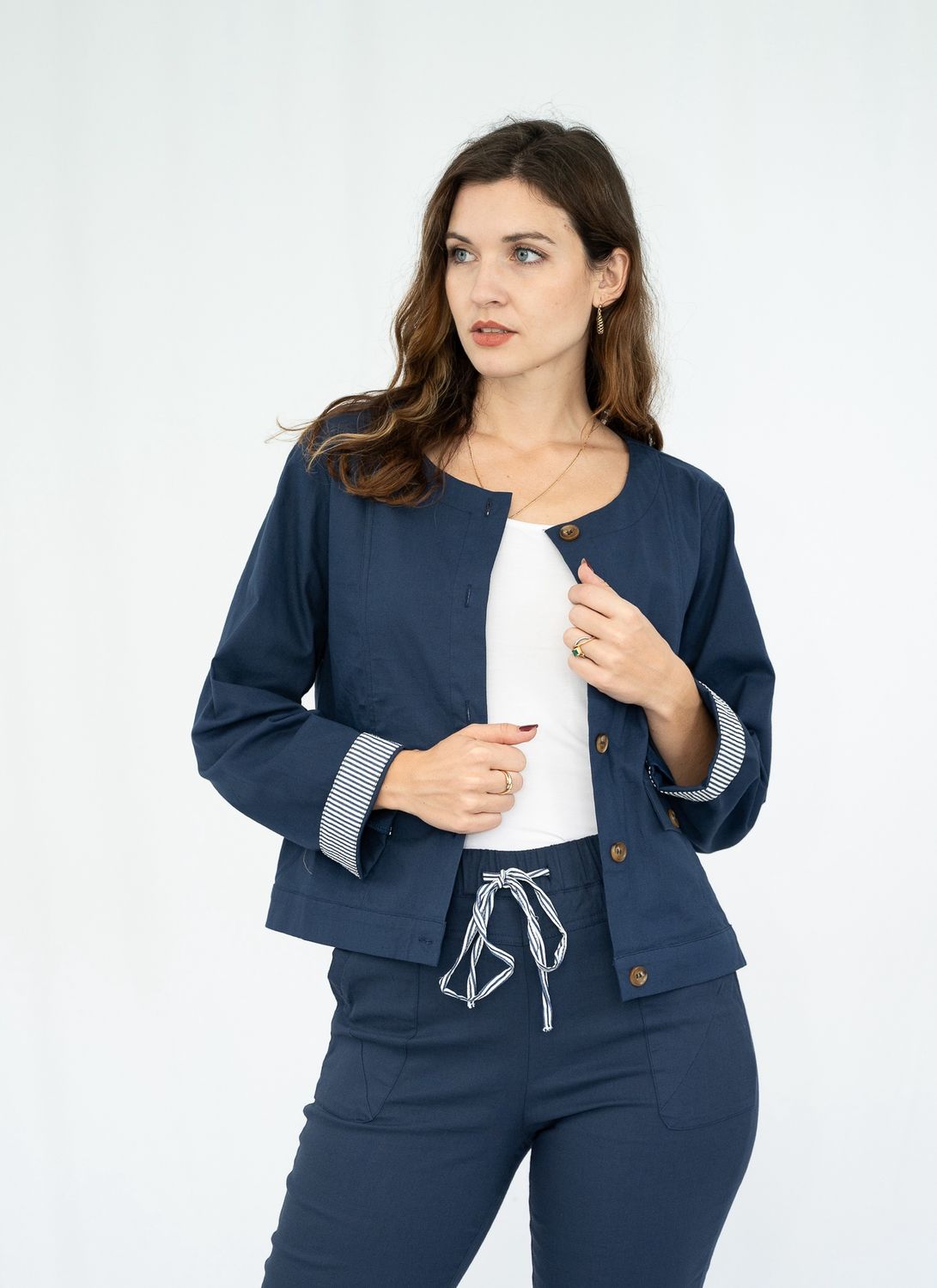 33752 Striped Cuff detail Jacket