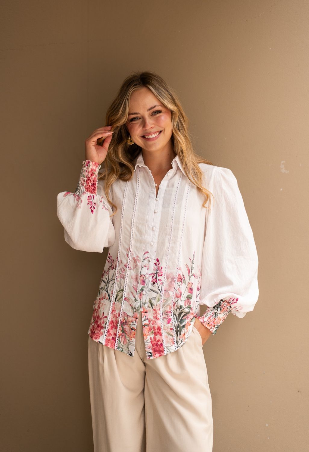 T1982 Flower Border Blouse