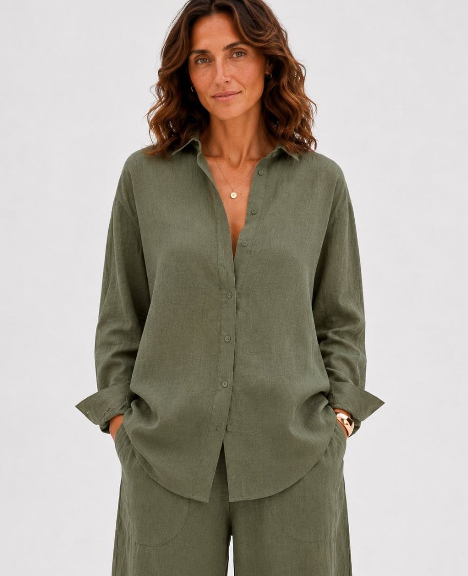 Oversized Linen shirt Olive