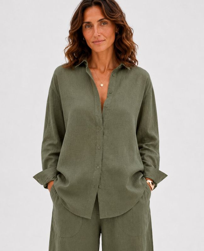 Oversized Linen shirt Olive