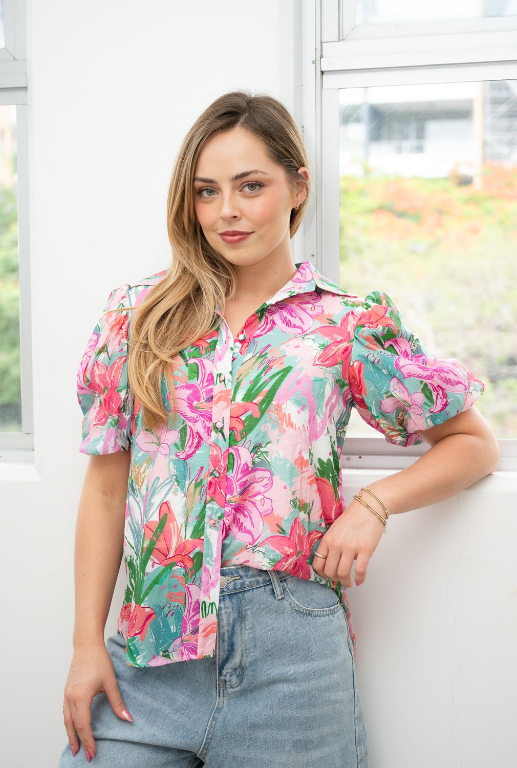 T1821P Lyocell Floral Top