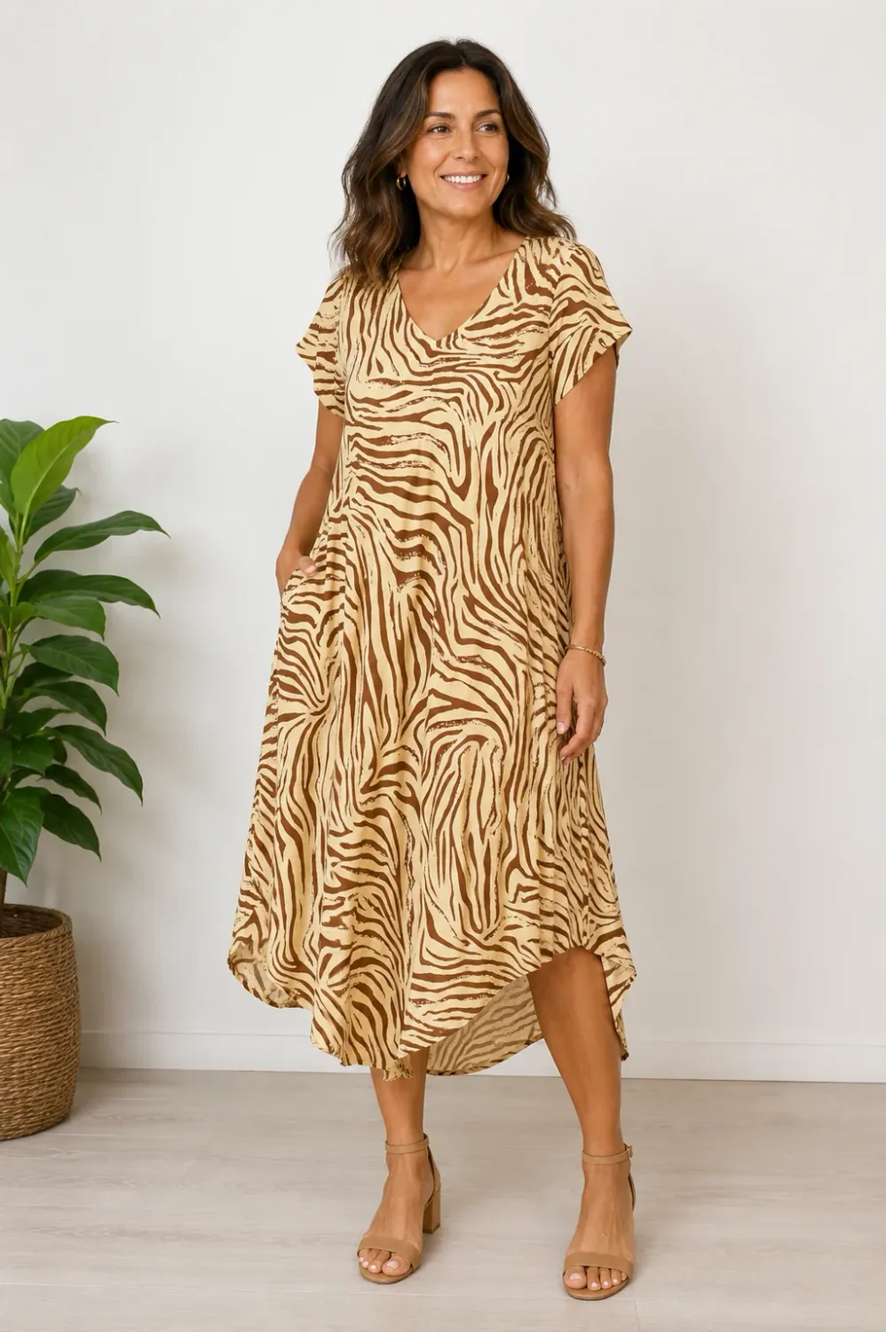 VBLD083 - GREAT HARBOUR DRESS - WILD ZEBRA NATURAL