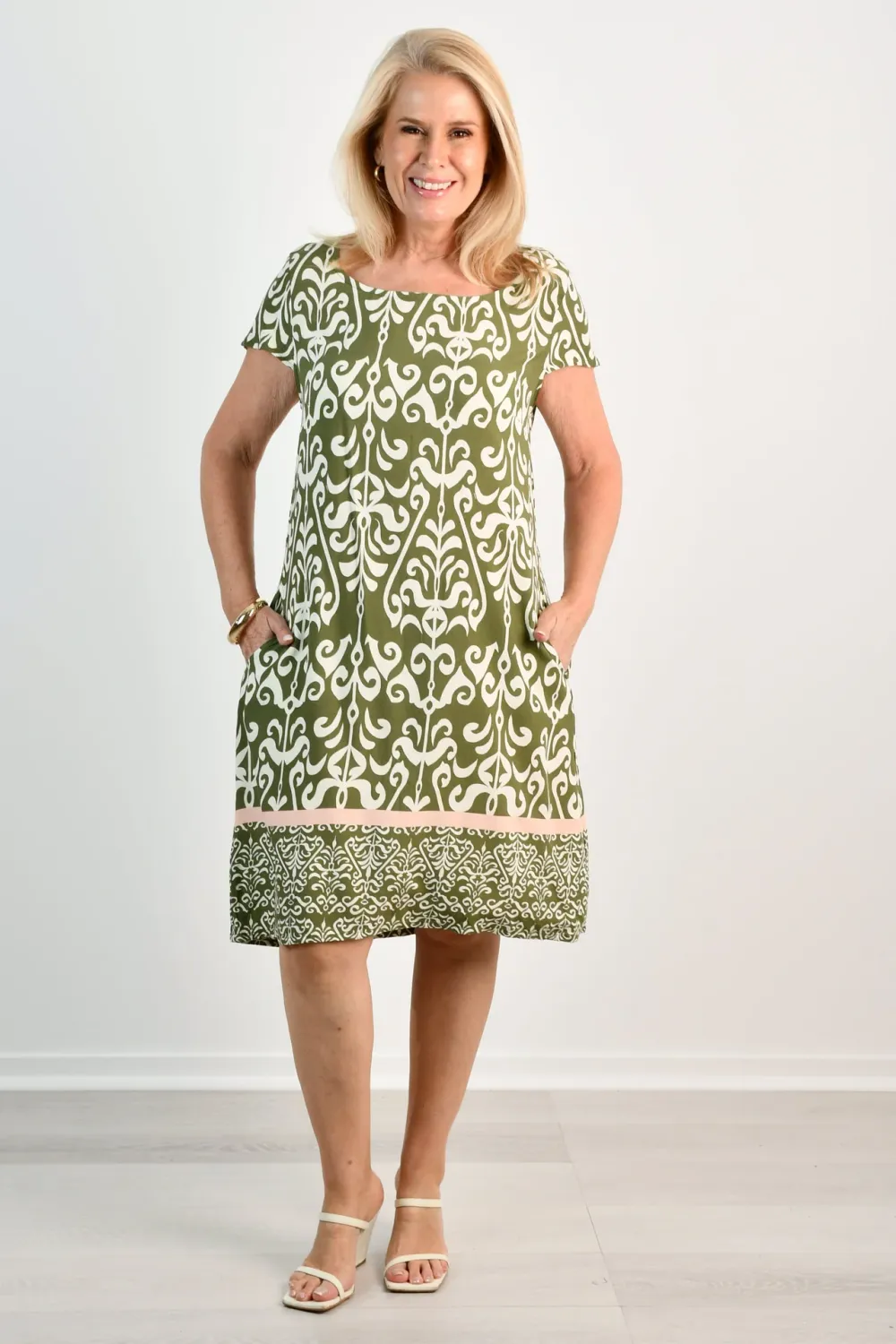 VBLD478 - SUSSAN SHIFT DRESS - OLIVE GROVE