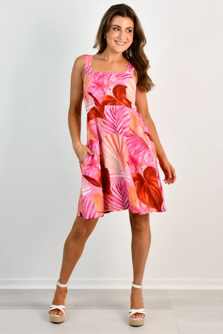 VGLD212 - ANNIE SHORT DRESS - PALM REEF PINK