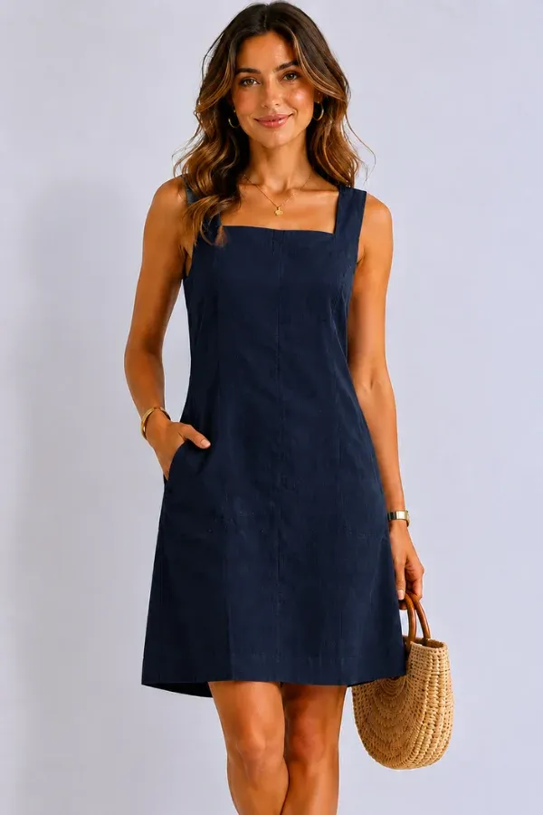 VJHD450 - PREPPY SHIFT DRESS - NAVY