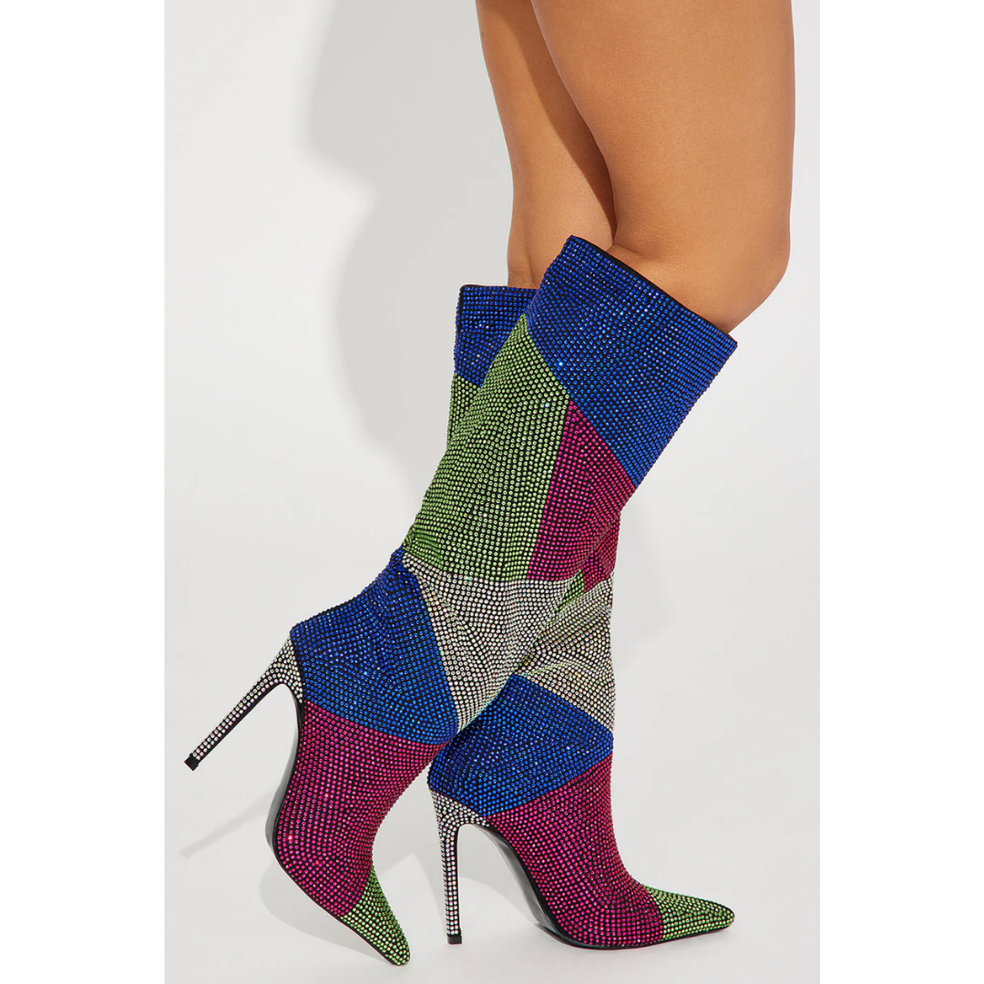 Embellished Knee High Boots - Multi Color - Fashion Nova